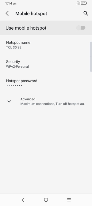 Select Hotspot password