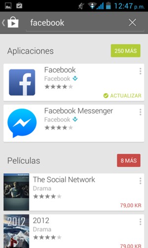 Seleccione la aplicación