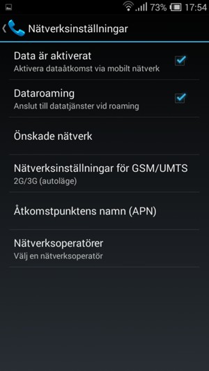 Slå på eller stäng av Dataroaming