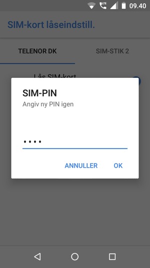 Bekræft din nye PIN-kode til SIM-kort og vælg OK
