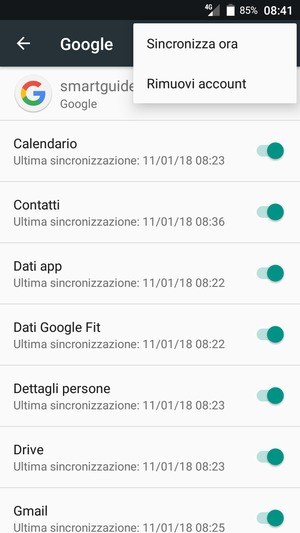 Seleziona Sincronizza ora