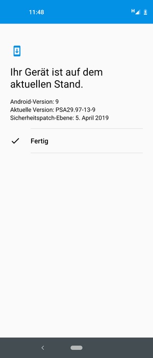 Falls Ihr Handy aktualisiert ist, wählen Sie Fertig