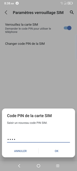 Saisissez votre Nouveau code PIN de la carte SIM et sélectionnez OK