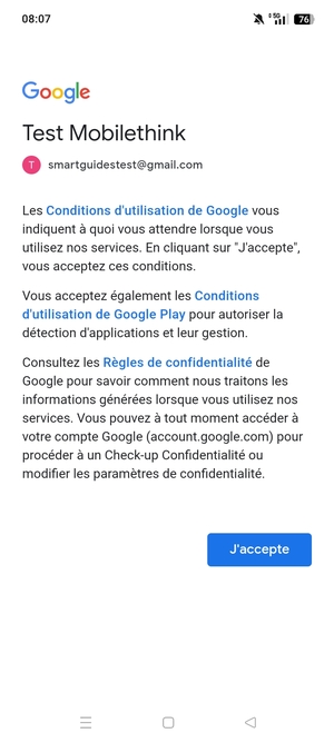 Sélectionnez J'accepte
