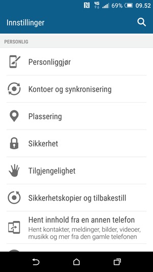 Bla til og velg Sikkerhet