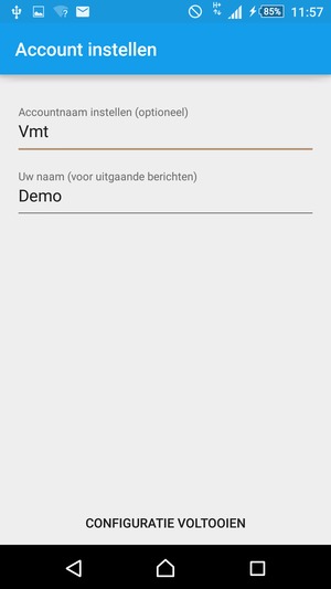 Geef uw account een naam en voer uw naam in. Selecteer CONFIGURATIE VOLTOOIEN
