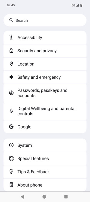 Scroll to and select System