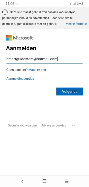 Voer uw Hotmail adres in en selecteer Volgende