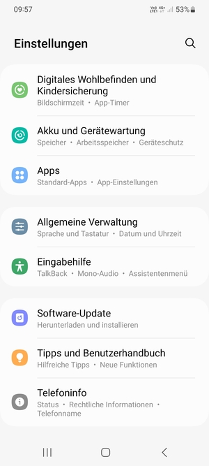 Scrollen Sie und wählen Sie Software-Update