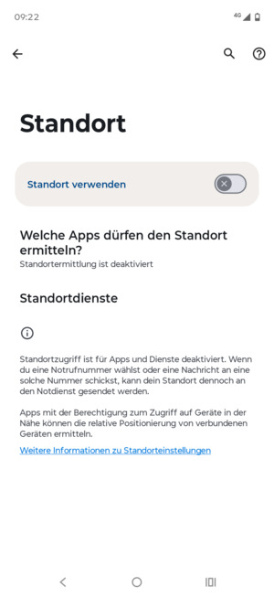 Schalten Sie Standort verwenden aus