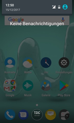 Ziehen Sie erneut das obere Menü nach unten
