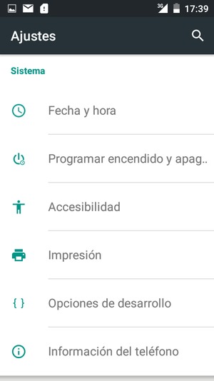 Desplácese y seleccione Información del teléfono