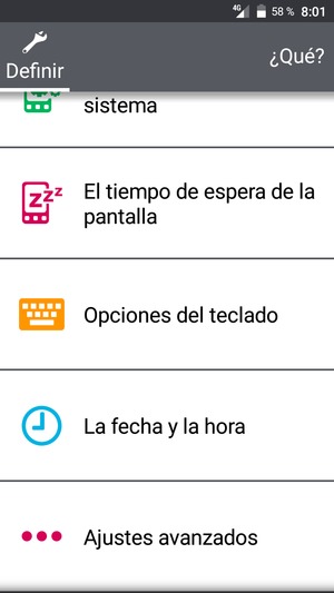 Desplácese y seleccione Ajustes avanzados