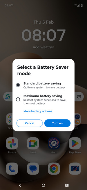 Select Turn on