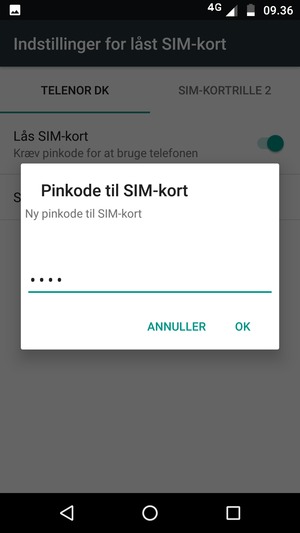 Indtast din Nye pinkode til SIM-kort og vælg OK