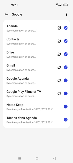 Vos informations seront synchronisées