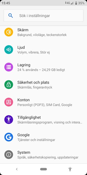 Återgå till Inställningar-menyn och välj Konton