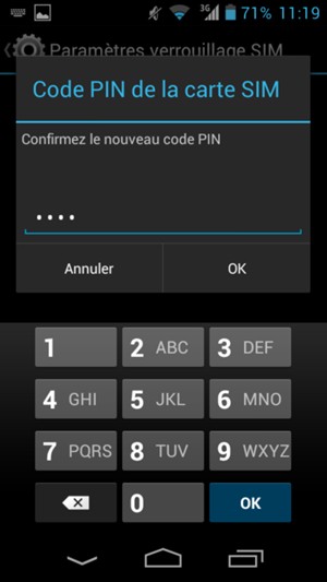 Veuillez confirmer votre Nouveau code PIN et sélectionner OK