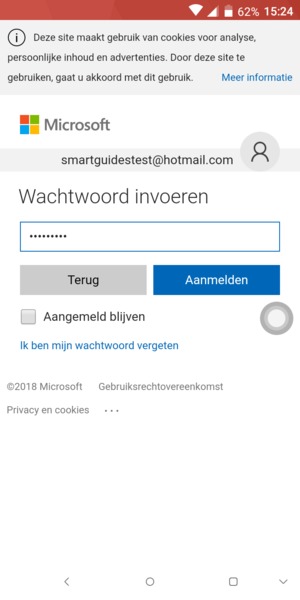 Voer uw wachtwoord in en selecteer Aanmelden