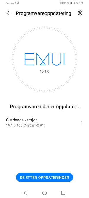 Hvis telefonen din er oppdatert, vil du se følgende skjermbilde