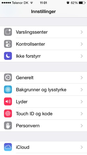 Velg Touch ID og kode