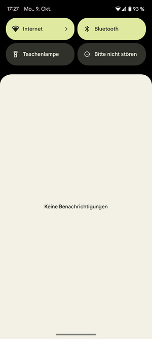 Ziehen Sie erneut das obere Menü nach unten