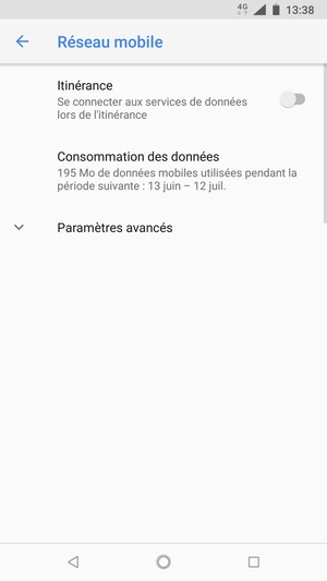 Sélectionnez Paramètres avancés