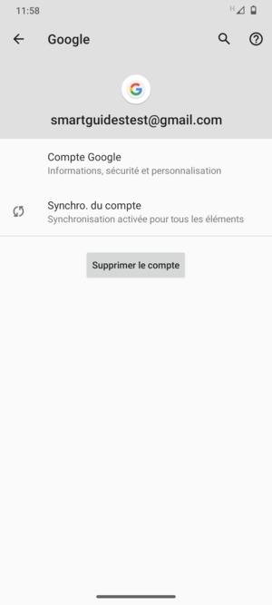 Sélectionnez Synchro. du compte