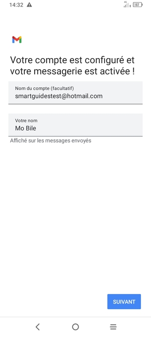 Donnez un nom à votre compte et saisissez votre nom. Sélectionnez SUIVANT