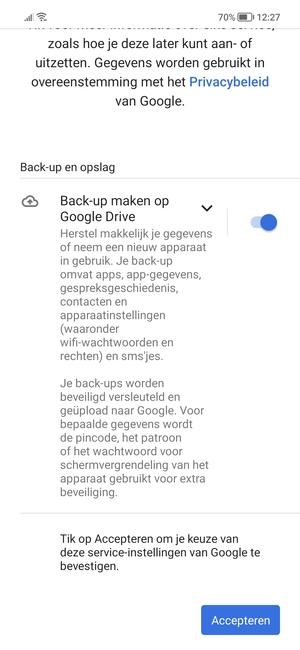Selecteer Accepteren