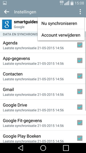 Selecteer de Menu-knop en selecteer Nu synchroniseren