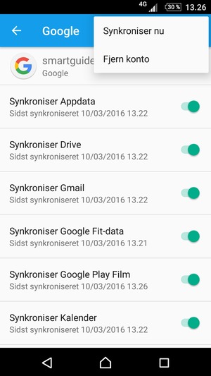 Vælg Synkroniser nu