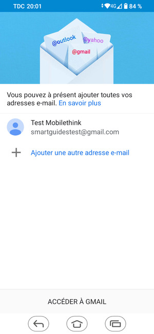Sélectionnez ACCÉDER À GMAIL