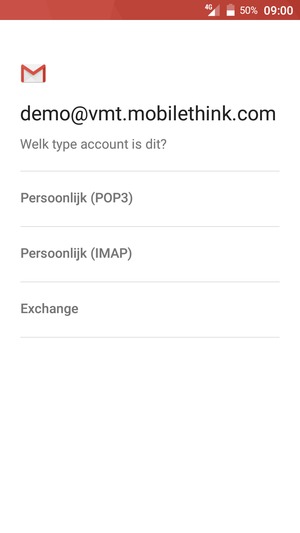 Selecteer Persoonlijk (POP3) of Persoonlijk (IMAP)