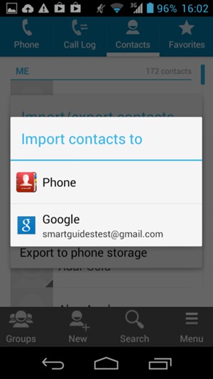 Select your Google account