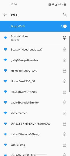 Du er nu tilsluttet Wi-Fi netværket