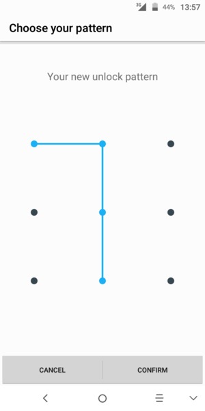 Draw the unlock pattern again and select CONFIRM