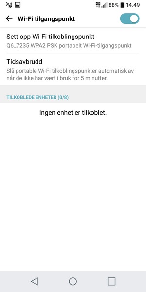 Telefonen din er konfigurert for bruk som et modem