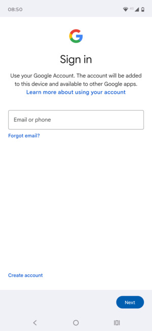 Enter your Gmail address and select Next