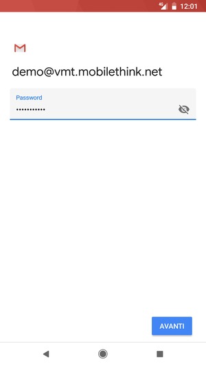 Inserisci la tua password e seleziona Avanti