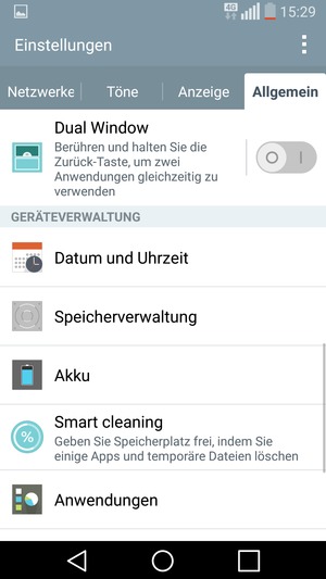 Scrollen Sie und wählen Sie Akku