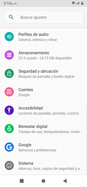 Desplácese y seleccione Seguridad y ubicación