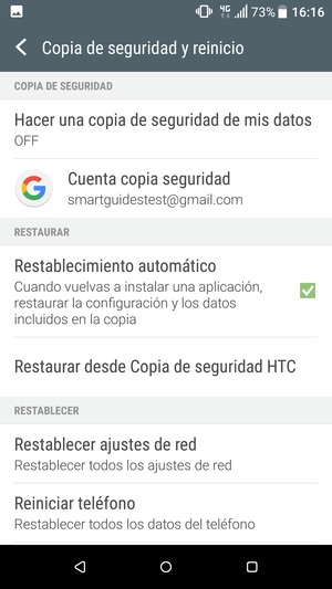 Seleccione Hacer una copia de seguridad de mis datos