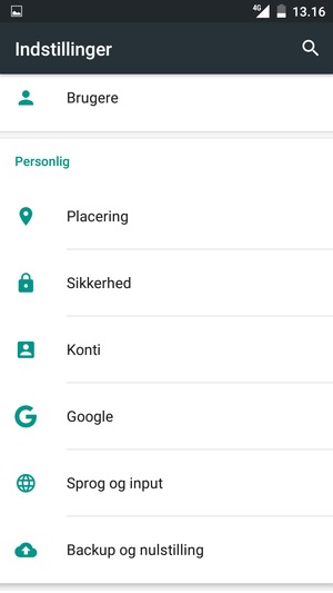 Scroll til og vælg Konti
