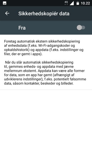 Aktiver Sikkerhedskopiér data