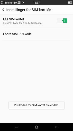 Din PIN-kode for SIM-kort er endret