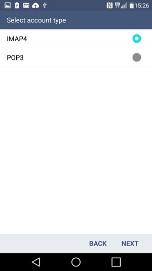Select IMAP4 or POP3 and select NEXT