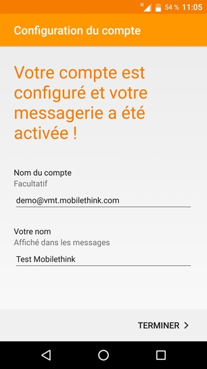 Donnez un nom à votre compte et saisissez votre nom. Sélectionnez TERMINER