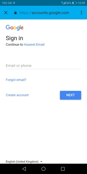 Enter your Gmail address and select NEXT