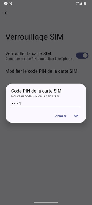 Saisissez votre Nouveau code PIN de la carte SIM et sélectionnez OK